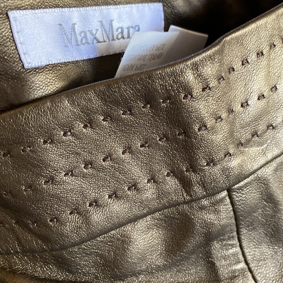 MaxMara 💯 Leather Shimmering Metallic Skirt Never Used Made in Italy 🇮🇹 - Picture 16 of 16